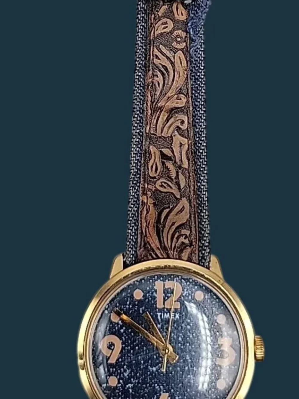 Vintage 1978 Timex Wrist Jeans Mechanical Men's Watch Denim Dial Ref 26164 02478